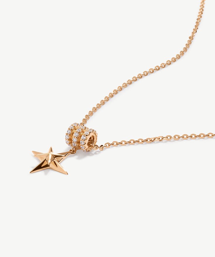 Pave Ring Pendant with Star Charm, 18K Gold Plated Sterling Silver  Necklace | MaiaMina