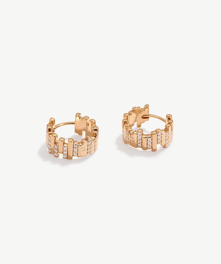 Gold Chunky Hoop Earrings for Women, 18K Gold Plated Sterling Silver Thick Minimalist Geometry Earrings with Cubic Zirconia Stones | MaiaMina