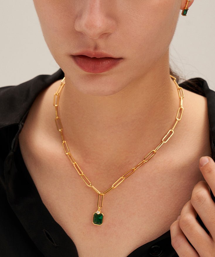 Gemstone Paperclip Chain Necklace | MaiaMina 