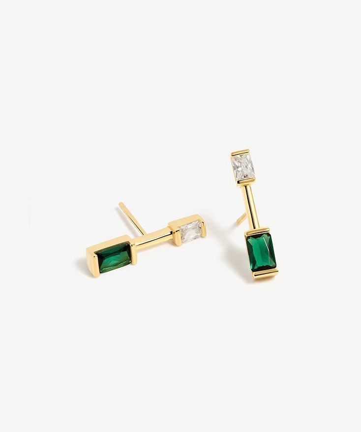 Green Spinel Bar Stud Earrings | MaiaMina 