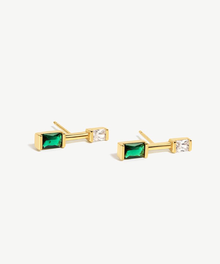 Green Spinel Bar Stud Earrings | MaiaMina 