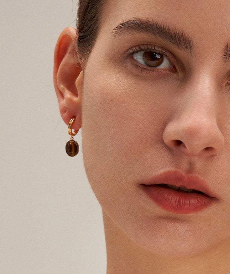 Antique Gemstone Hoop Earrings | MaiaMina
