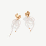 Gold Heart Dangle Drop Earrings for Women, Love Pearls Studs Earrings with 18K Gold Plated Vermeil | MaiaMina