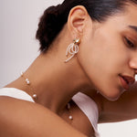 Gold Heart Dangle Drop Earrings for Women, Love Pearls Studs Earrings with 18K Gold Plated Vermeil | MaiaMina