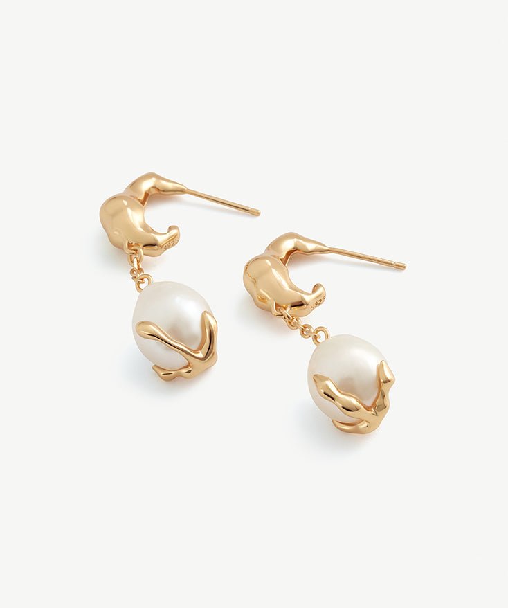 Molten Pearl Hoop Earrings | MaiaMina