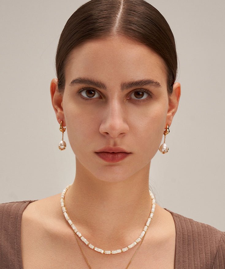 Molten Pearl Hoop Earrings | MaiaMina