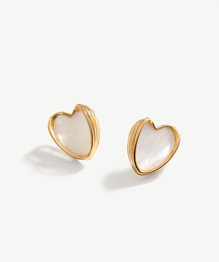 Love Mother of Pearl Heart Stud Earrings | MaiaMina