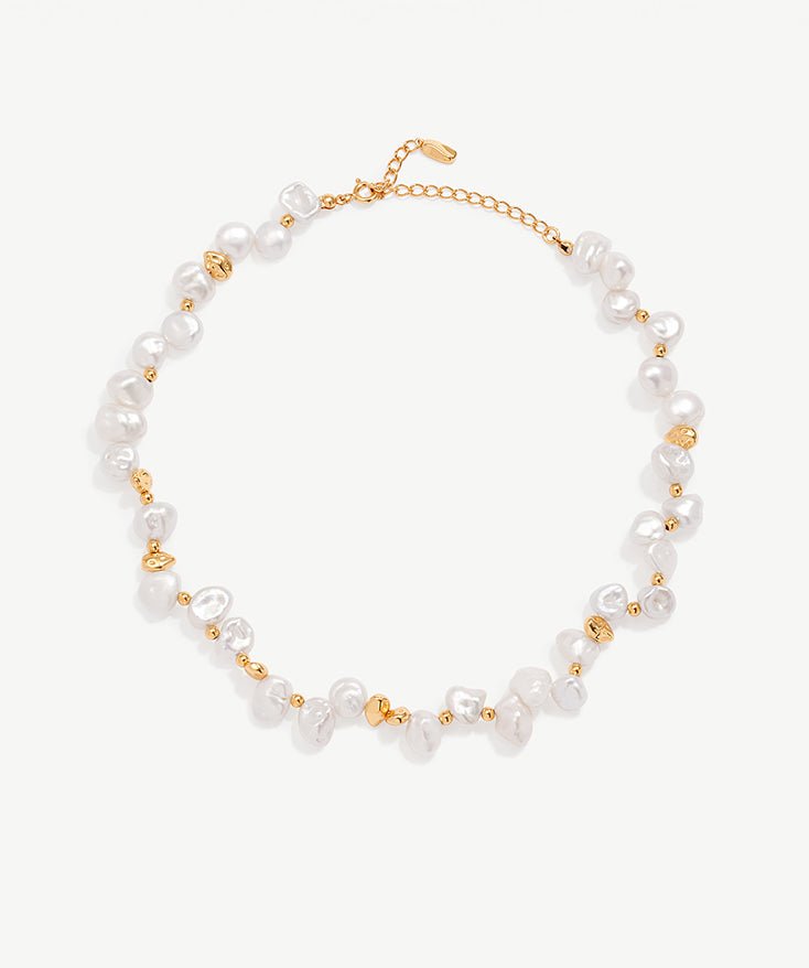 Vintage Baroque Pearl Bead Choker Necklace, Dainty  Pearl Necklace with 18K Gold Plated Vermeil on Sterling Silver | MaiaMina