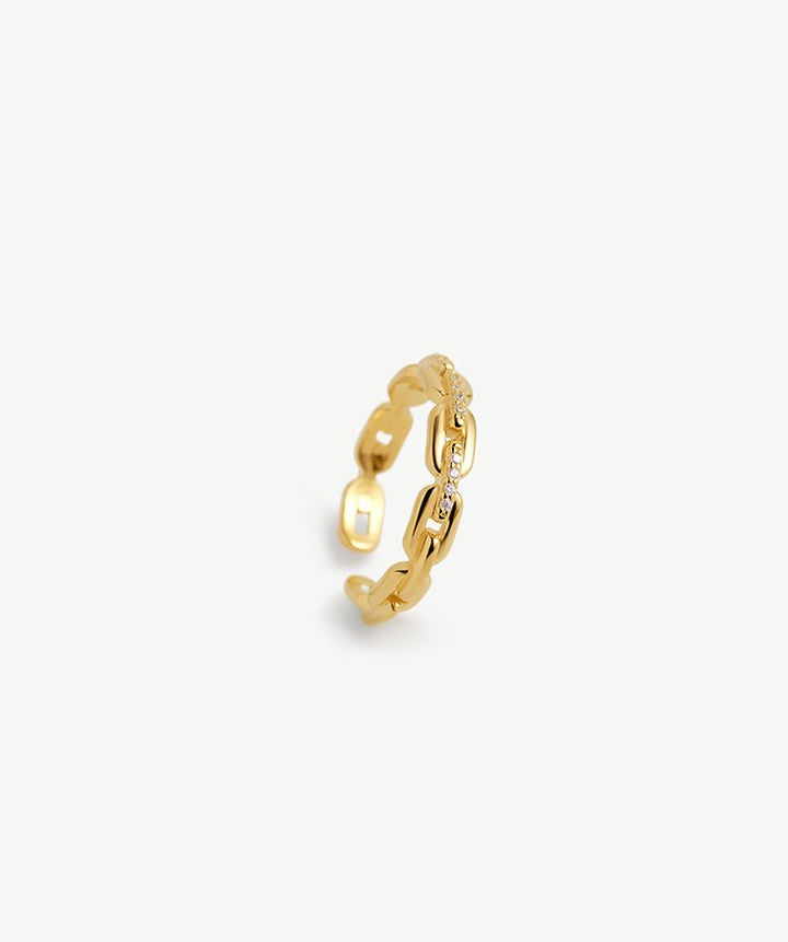 Rock Pave Paperclip Adjustable Ring | MaiaMina 