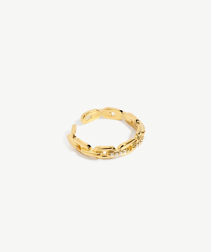Rock Pave Paperclip Adjustable Ring | MaiaMina 