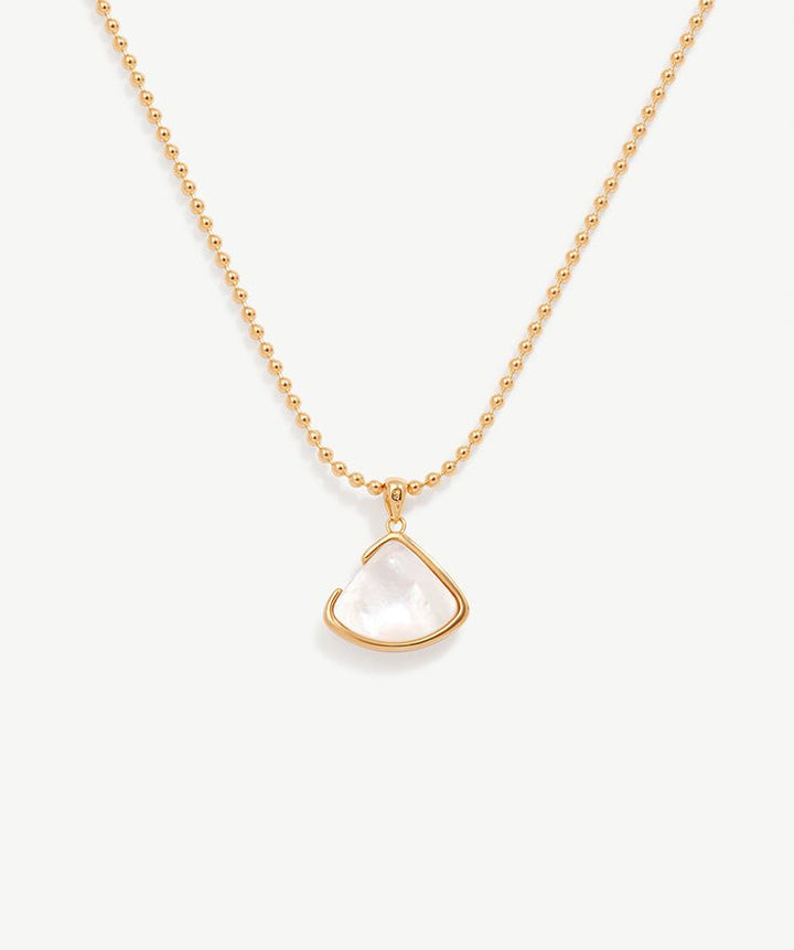  Triangle Mother of Pearl Shell Pendant Necklace, 18K Gold Plated Sterling Silver Dainty Necklace for Women | MaiaMina