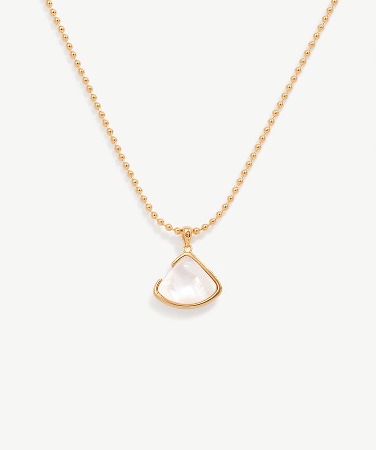  Triangle Mother of Pearl Shell Pendant Necklace, 18K Gold Plated Sterling Silver Dainty Necklace for Women | MaiaMina