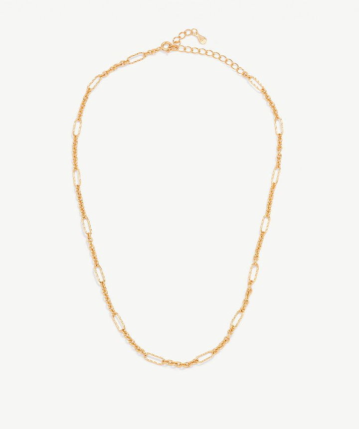 18K Gold Figaro Link Chain Necklace for Women, S925 Sterling Silver Paperclip Necklace | MaiaMina