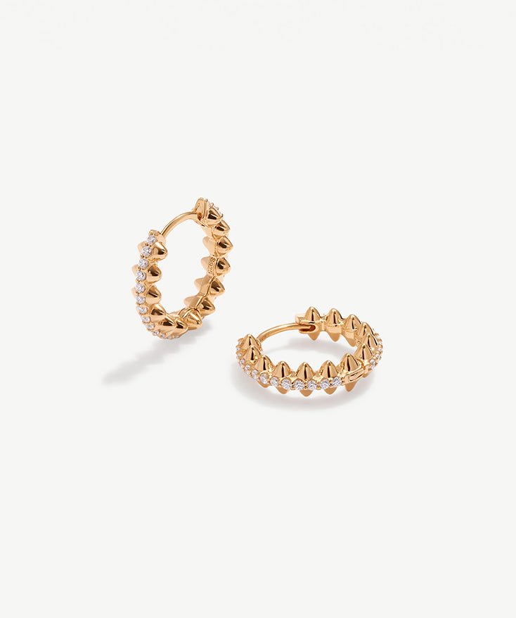 Gold Dainty Hoop Earrings for Women, 18K Gold Plated Sterling Silver Delicate  Geometric Triangle Cone Huggie Earrings | MaiaMina