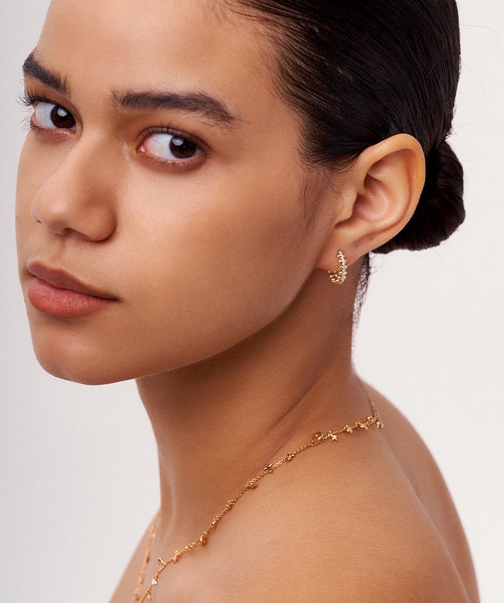 Gold Dainty Hoop Earrings for Women, 18K Gold Plated Sterling Silver Delicate  Geometric Triangle Cone Huggie Earrings | MaiaMina