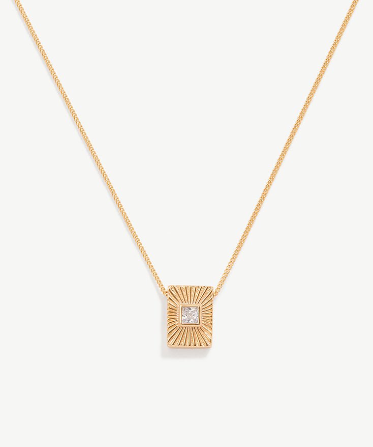 18K Gold Plated Sterling Silver Sunlight Square  Pendant Necklace with Cubic Zirconia Stone | MaiaMina