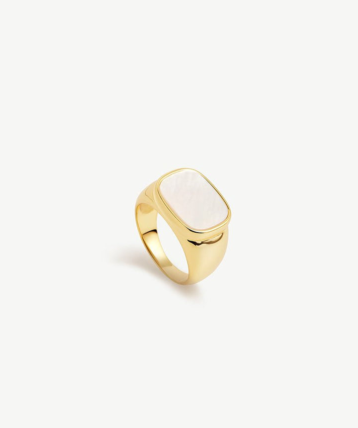 Royal Mother of Pearl Square Signet Ring | MaiaMina
