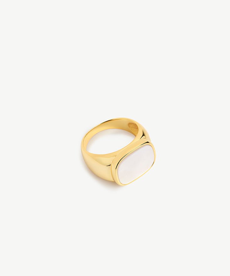 Royal Mother of Pearl Square Signet Ring | MaiaMina