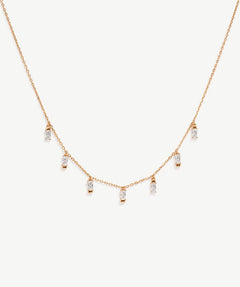 18K Gold Dainty Charm Choker Necklace, Sterling Silver Dangle Necklace with Cubic Zirconia Stones | MaiaMina