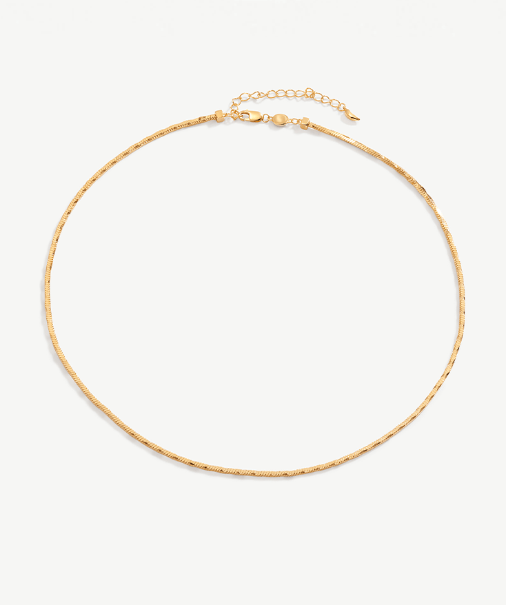 Square Snake Chain Necklace, 18K Gold Vermeil Square Herringbone ...