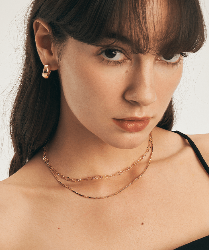 Square Snake Chain Necklace, 18K Gold Vermeil Square Herringbone ...