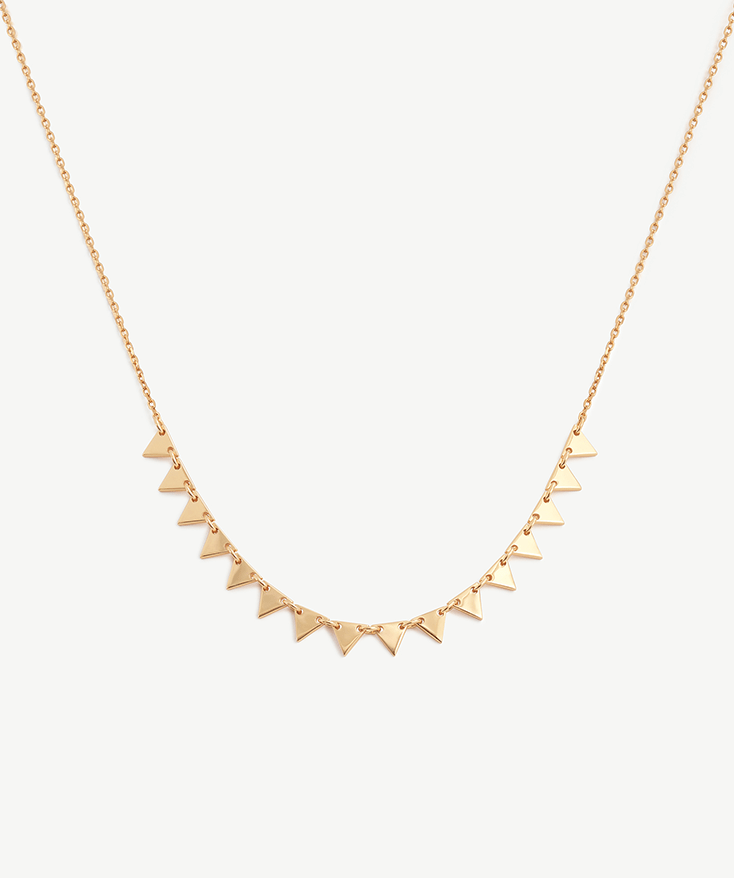 Triangle Charm Choker, 18K Gold Plated Sterling Silver Chain Necklace ...
